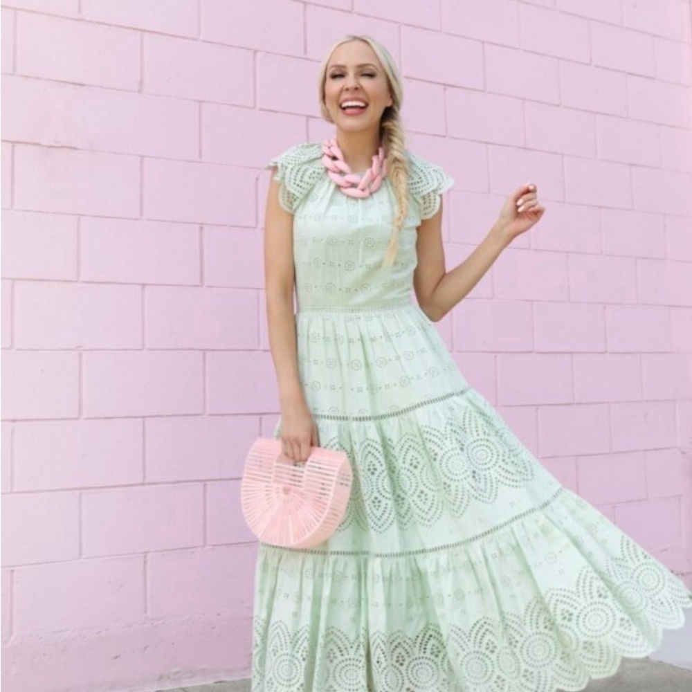 ANTONIO MELANI Mint Eyelet Midi Dress - Picture 9 of 10